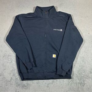 Carhartt Sweatshirt Mens XL L Navy Full Zip Mock Neck United Logo 103700 #1634